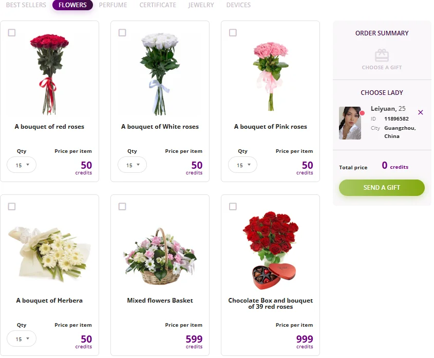 Virtual Gifts and Flowers